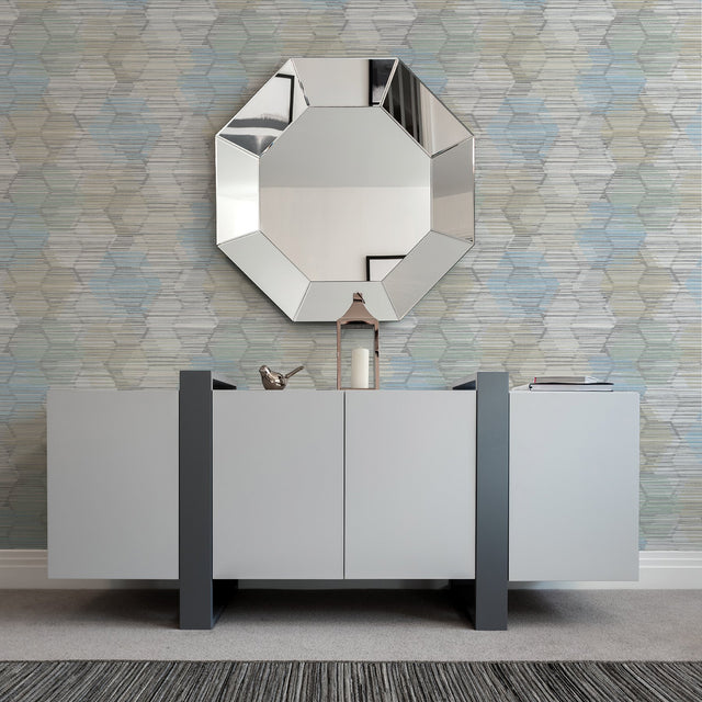 Jabari Light Blue Geometric Faux Grasscloth Wallpaper, Modern Graphics Pattern - A?Street Prints 2949-60512