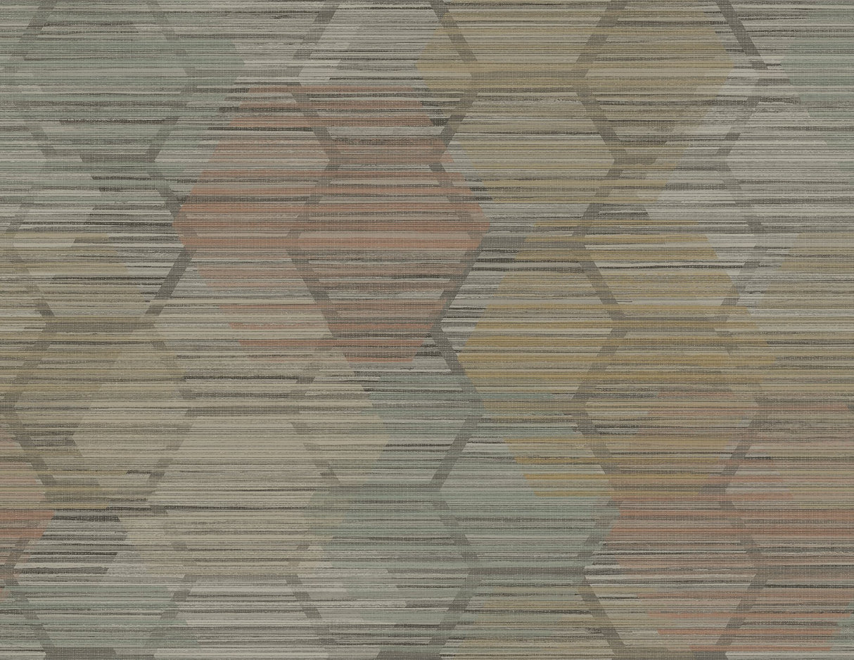 Jabari Brown Geometric Faux Grasscloth Wallpaper with Modern Geometric Honeycomb Pattern - A?Street Prints 2949-60515
