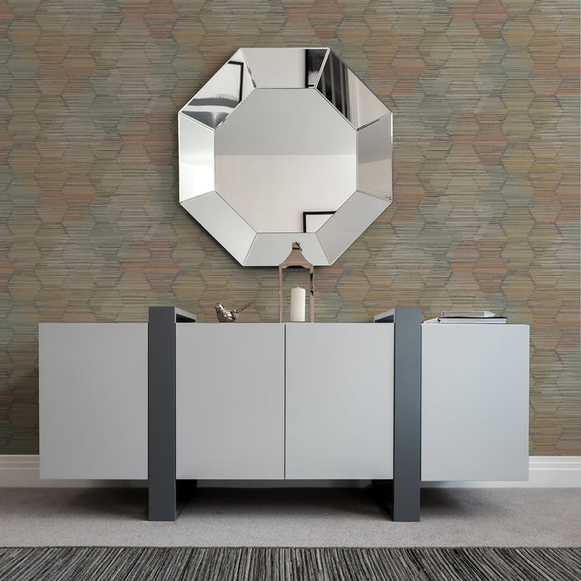 Jabari Brown Geometric Faux Grasscloth Wallpaper with Modern Geometric Honeycomb Pattern - A?Street Prints 2949-60515