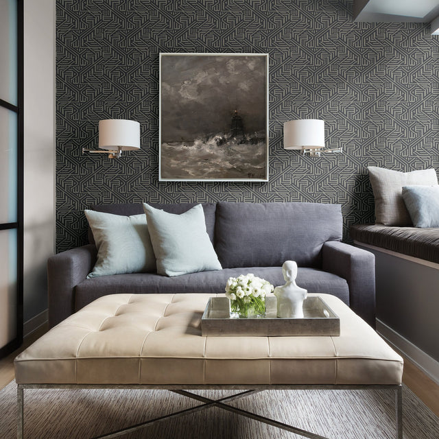 Nambiti Charcoal Geometric Wallpaper with Textured Bohemian Pattern - A?Street Prints 2949-60610