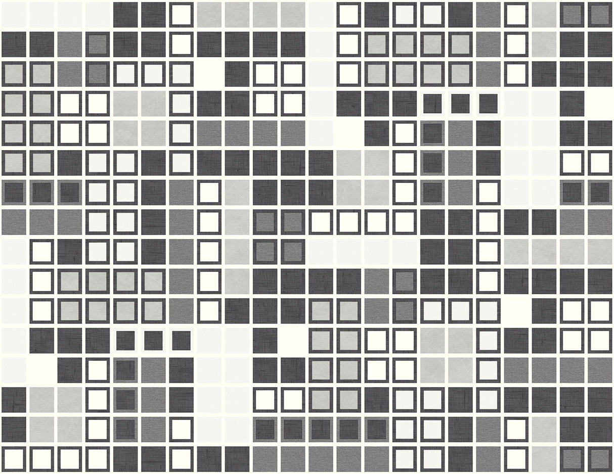 Bantry Black Geometric Wallpaper with Retro Graphic Squares - A?Street Prints 2949-60700