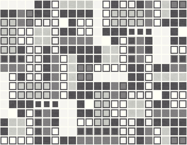 Bantry Black Geometric Wallpaper with Retro Graphic Squares - A?Street Prints 2949-60700