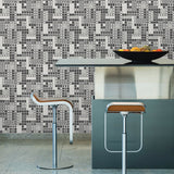 Bantry Black Geometric Wallpaper with Retro Graphic Squares - A?Street Prints 2949-60700