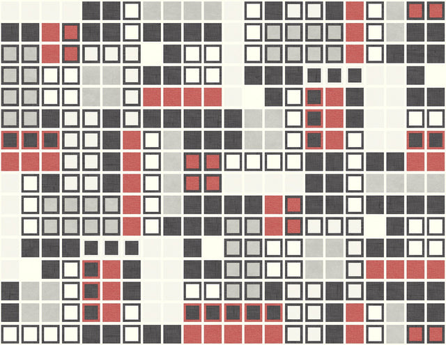 Bantry Red Geometric Wallpaper with Retro Graphic Square Motif - A?Street Prints 2949-60701