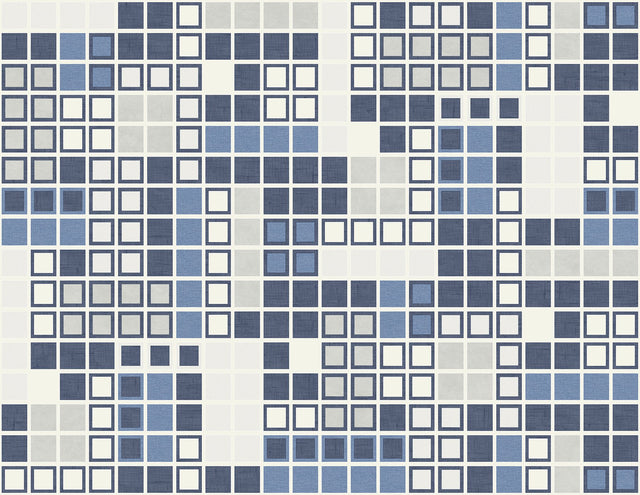 Bantry Blue Geometric Wallpaper with Retro Graphic Square Motif - A-Street Prints 2949-60702