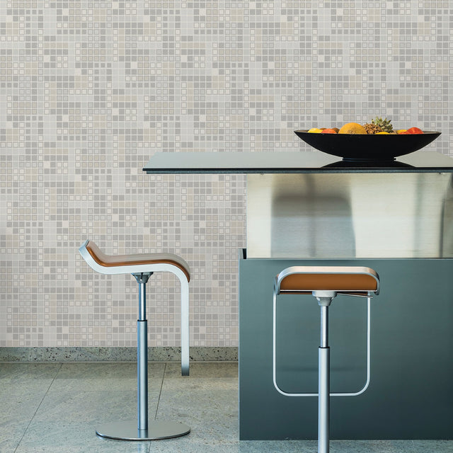 Bantry Light Grey Geometric Wallpaper with Retro Graphics Pattern - A-Street Prints 2949-60708