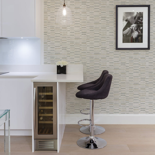 Fresnaye Grey Linen Stripe Wallpaper with Modern Graphic Stripes - A-Street Prints 2949-60817