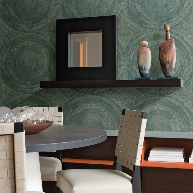 Lalit Teal Medallion Wallpaper with Bohemian Global Medallions Pattern - A-Street Prints 2949-61114