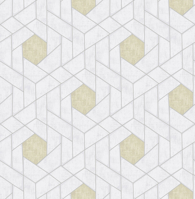 Granada Silver Geometric Wallpaper with Modern Graphic Honeycomb Motif - A-Street Prints 2964-25901