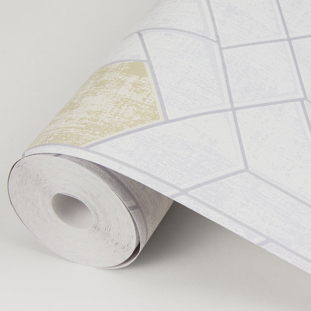 Granada Silver Geometric Wallpaper with Modern Graphic Honeycomb Motif - A-Street Prints 2964-25901