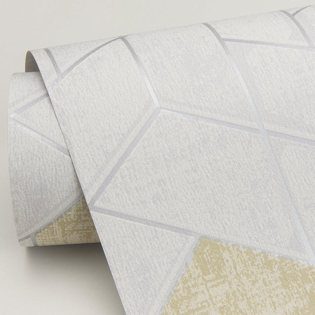 Granada Silver Geometric Wallpaper with Modern Graphic Honeycomb Motif - A-Street Prints 2964-25901