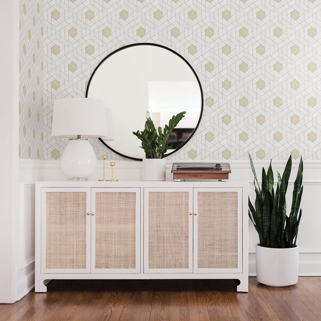 Granada Silver Geometric Wallpaper with Modern Graphic Honeycomb Motif - A-Street Prints 2964-25901