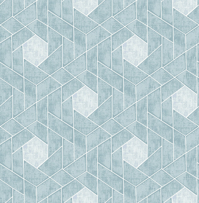 Granada Aqua Geometric Wallpaper with Modern Geometric Pattern, Textured Non Woven Unpasted - Brewster 2964-25904