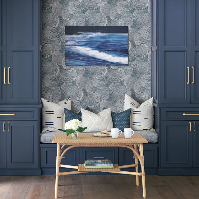 Karson Blue Swirling Geometric Wallpaper with Textured Abstract Modern Pattern - A-Street Prints 2964-25905