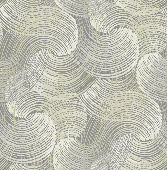 Karson Grey Swirling Geometric Textured Wallpaper - Brewster 2964-25906
