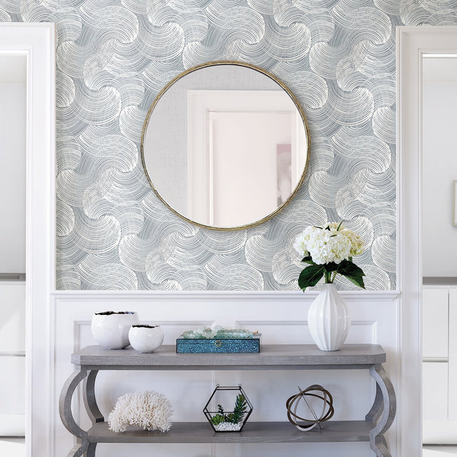 Karson Slate Swirling Geometric Wallpaper