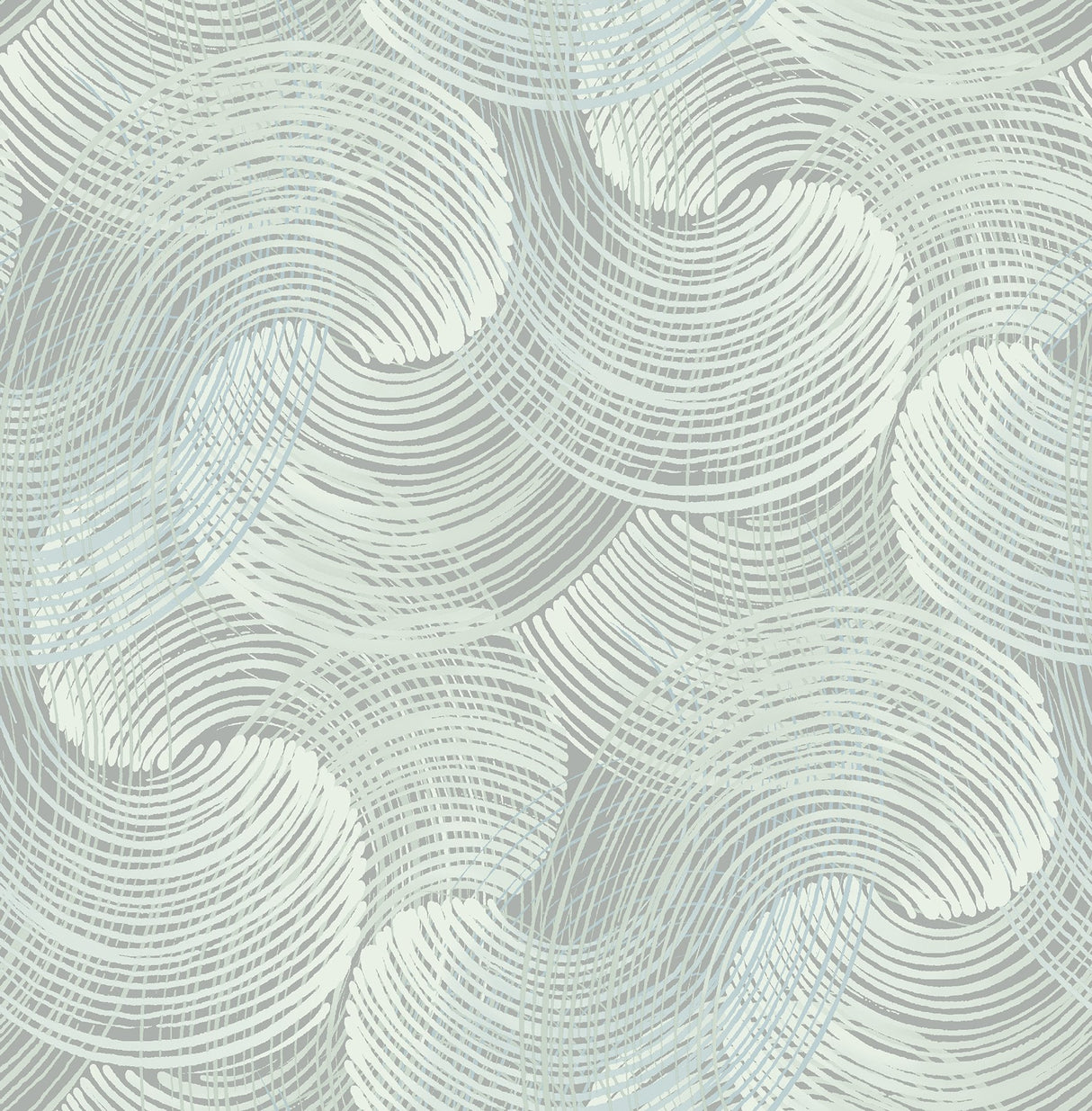 Karson Teal Swirling Geometric Wallpaper with Abstract Modern Pattern - Brewster 2964-25909