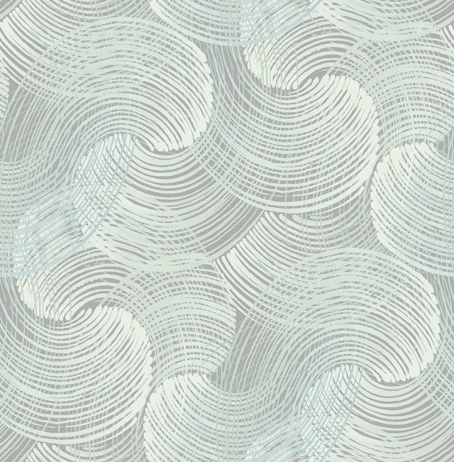 Karson Teal Swirling Geometric Wallpaper with Abstract Modern Pattern - Brewster 2964-25909