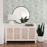 Karson Teal Swirling Geometric Wallpaper with Abstract Modern Pattern - Brewster 2964-25909
