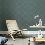 Ballard Teal Geometric Wallpaper with Gold Metallic Linework - A?Street Prints 2964-25911