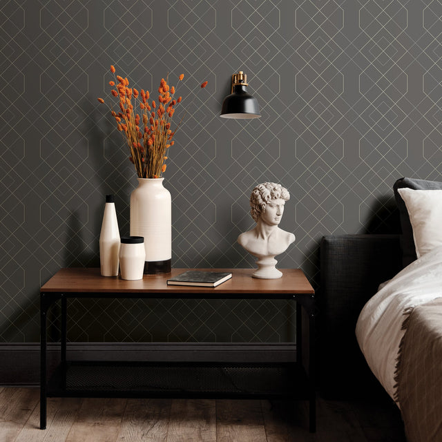 Ballard Grey Geometric Wallpaper with Modern Abstract Linework - A-Street Prints 2964-25912