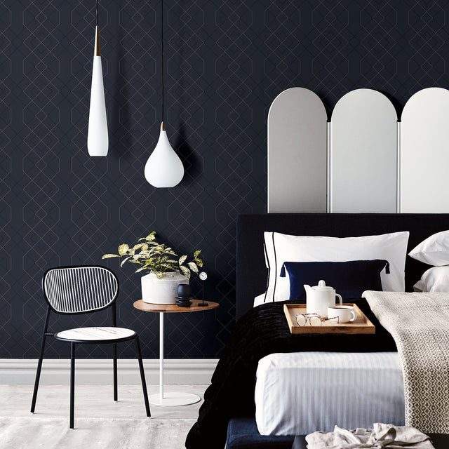 Ballard Indigo Geometric Wallpaper with Modern Abstract Pattern - A-Street Prints 2964-25913