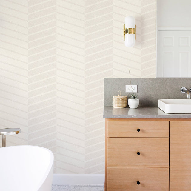 Aspen White Chevron Textured Wallpaper with Abstract Modern Pattern - A-Street Prints 2964-25919