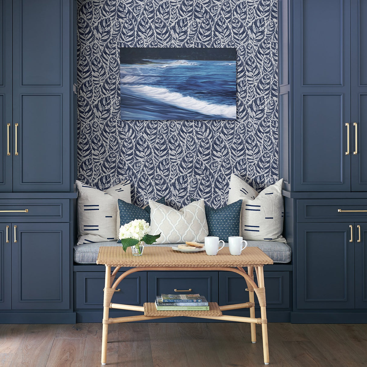 Del Mar Indigo Botanical Blue Textured Wallpaper - A-Street Prints 2964-25921