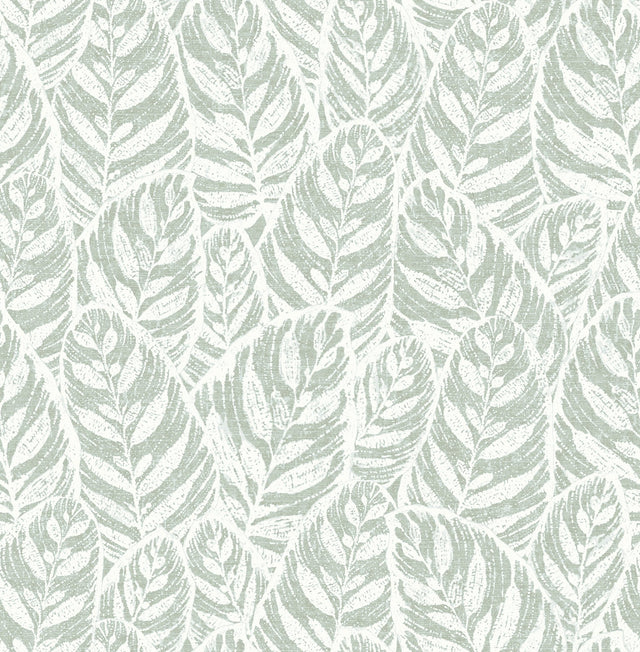 Del Mar Sage Leaf Sage Wallpaper with Textured Botanical Tropical Style - 2964-25923