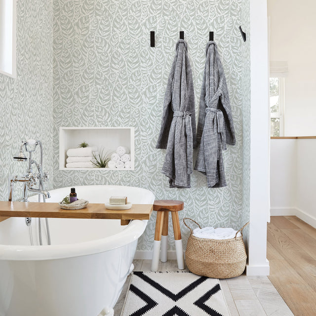 Del Mar Sage Leaf Sage Wallpaper with Textured Botanical Tropical Style - 2964-25923