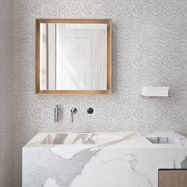 Del Mar Grey Botanical Wallpaper with Tropical Leaf Motif - A-Street Prints 2964-25925