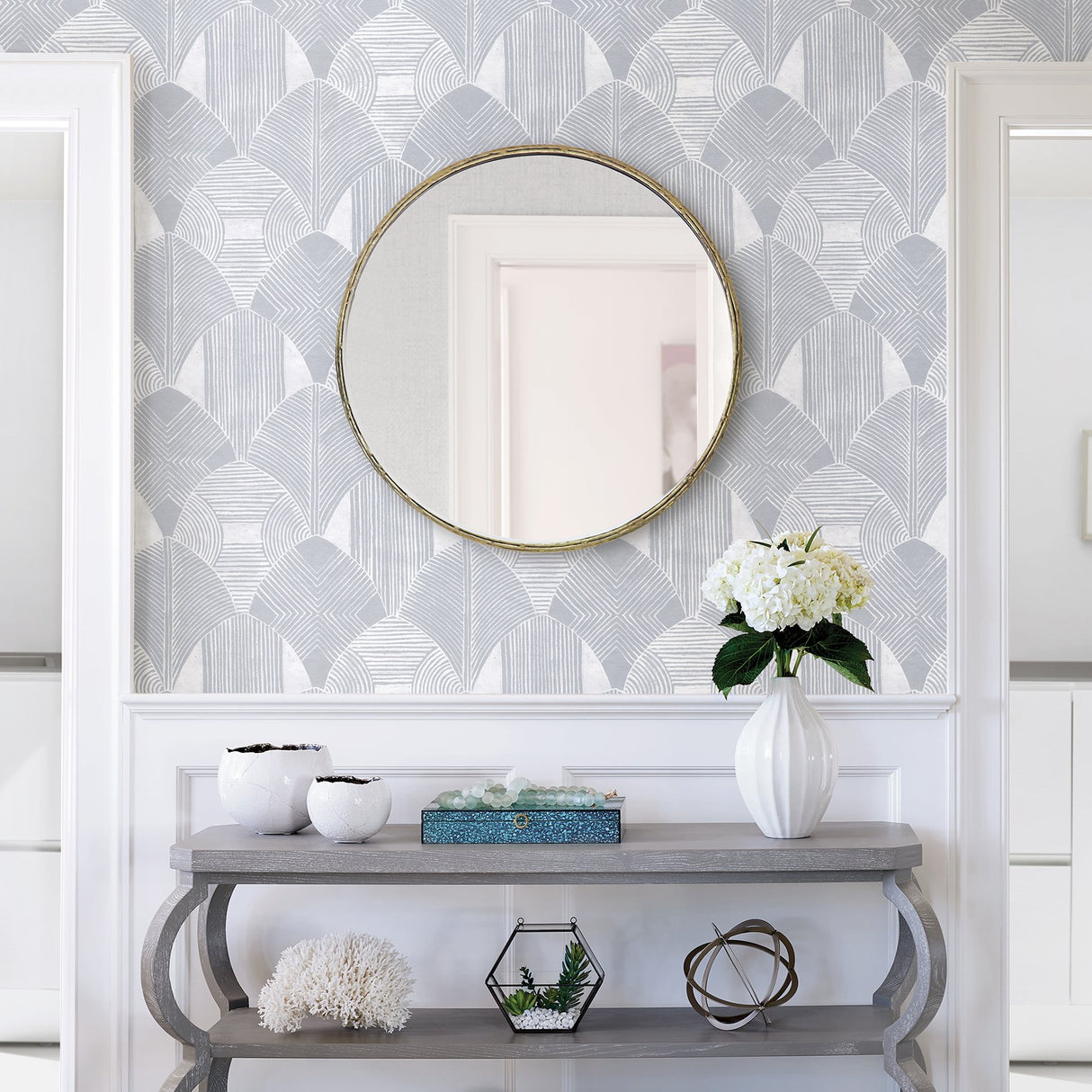 Westport Pewter Geometric Wallpaper with Abstract Bohemian Pattern - Brewster 2964-25929