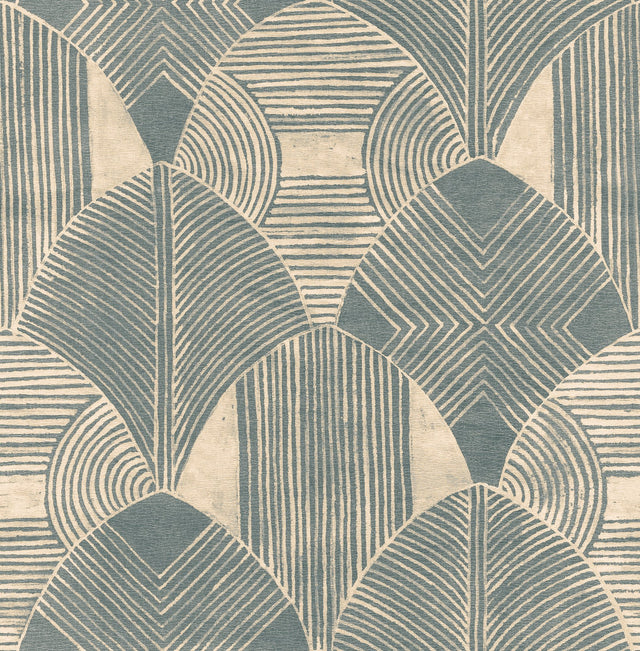 Westport Teal Geometric Wallpaper with Aztec-Inspired Bohemian Pattern - Brewster 2964-25931
