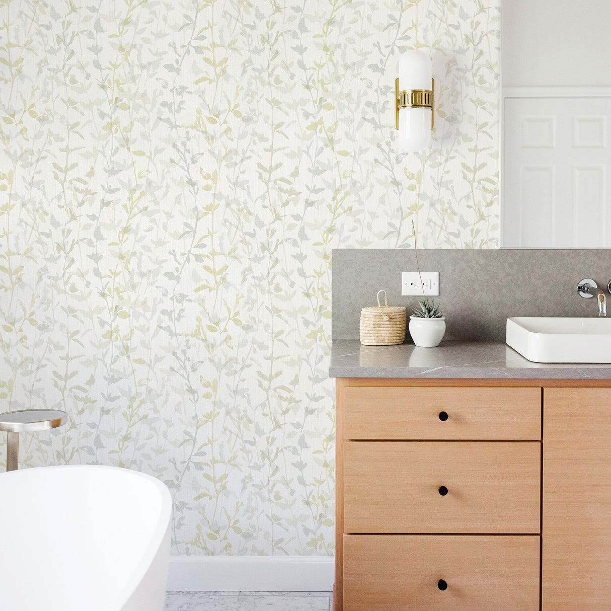 Thea Light Grey Floral Trail Wallpaper with Textured Non Woven Trails Pattern - A-Street Prints 2964-25933