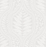 Juno Light Grey Ogee Wallpaper with Scandinavian Botanical Leaf Pattern - A-Street Prints 2964-25948