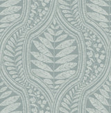 Juno Teal Ogee Wallpaper with Scandinavian Botanical Leaf Pattern - A-Street Prints 2964-25950