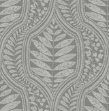 Juno Dark Grey Ogee Wallpaper with Botanical Leaf Ogee - A-Street Prints 2964-25951
