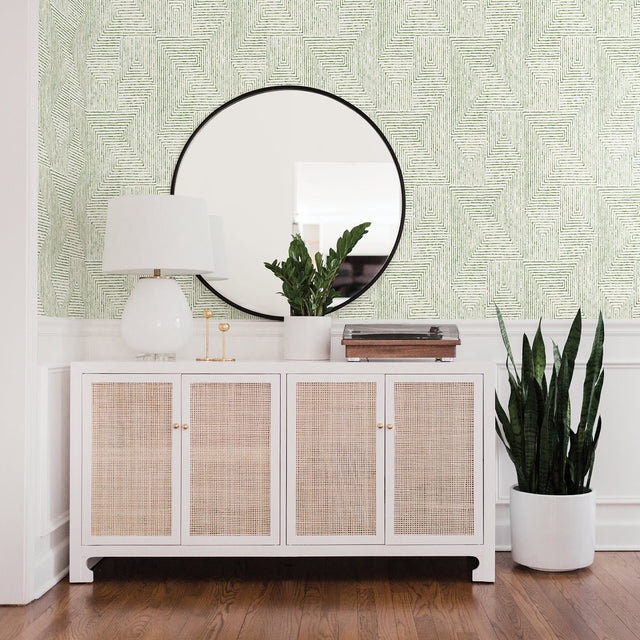 Merritt Green Geometric Wallpaper with Raised Ink - A-Street Prints 2964-25954