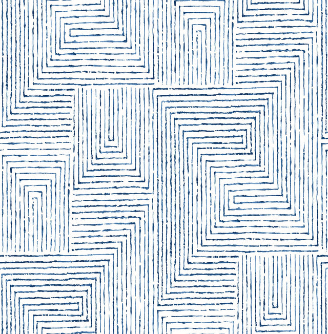 Merritt Indigo Geometric Wallpaper with Modern Abstract Geometrics Pattern - A-Street Prints 2964-25955