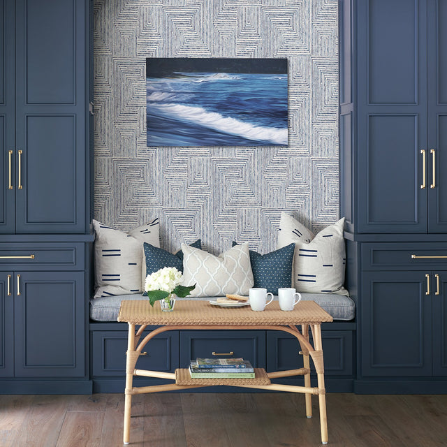 Merritt Indigo Geometric Wallpaper with Modern Abstract Geometrics Pattern - A-Street Prints 2964-25955
