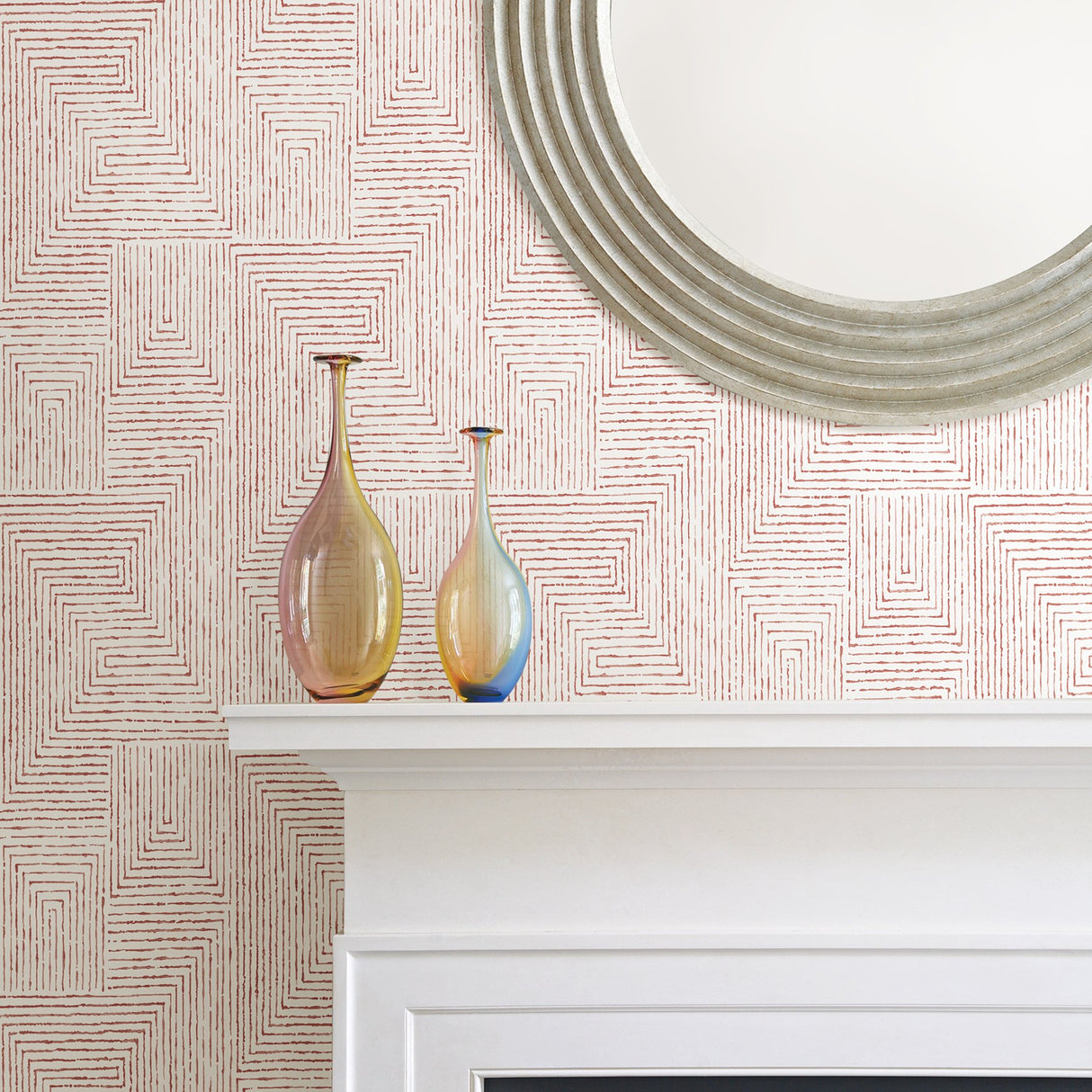 Merritt Red Geometric Wallpaper with Raised Ink Modern Abstract Pattern - A-Street Prints 2964-25956