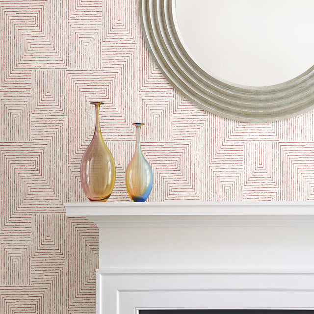Merritt Red Geometric Wallpaper with Raised Ink Modern Abstract Pattern - A-Street Prints 2964-25956