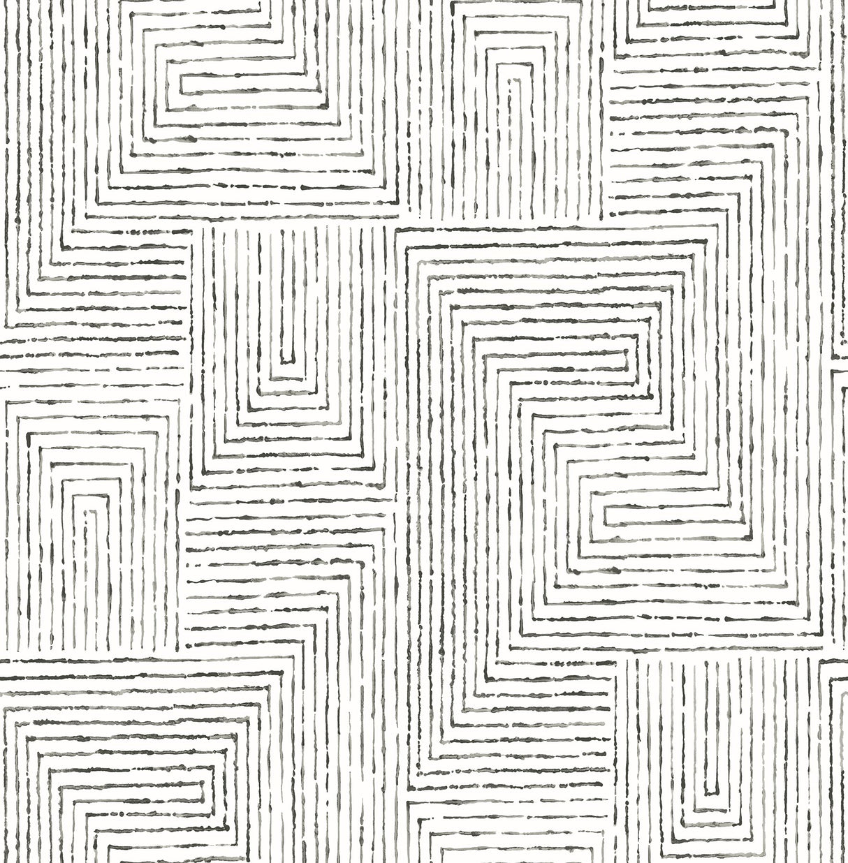 Merritt Black Geometric Wallpaper with Raised Ink Modern Abstract Pattern - A-Street Prints 2964-25958