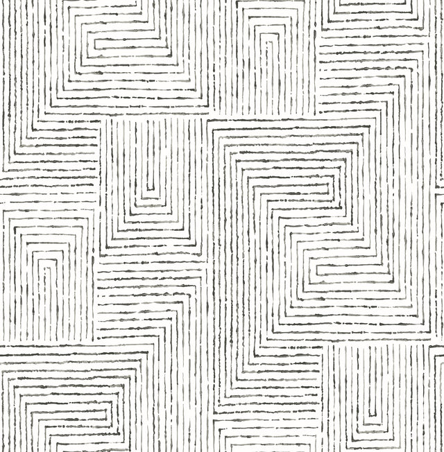 Merritt Black Geometric Wallpaper with Raised Ink Modern Abstract Pattern - A-Street Prints 2964-25958