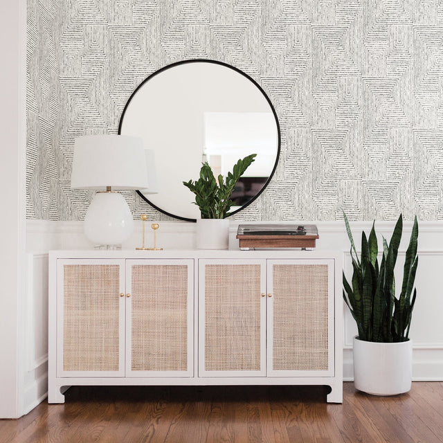 Merritt Black Geometric Wallpaper with Raised Ink Modern Abstract Pattern - A-Street Prints 2964-25958
