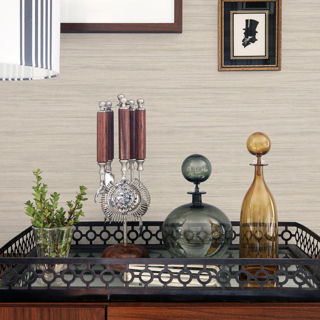 Barnaby Light Grey Faux Grasscloth Wallpaper with Texture Pattern - A-Street Prints 2964-25965