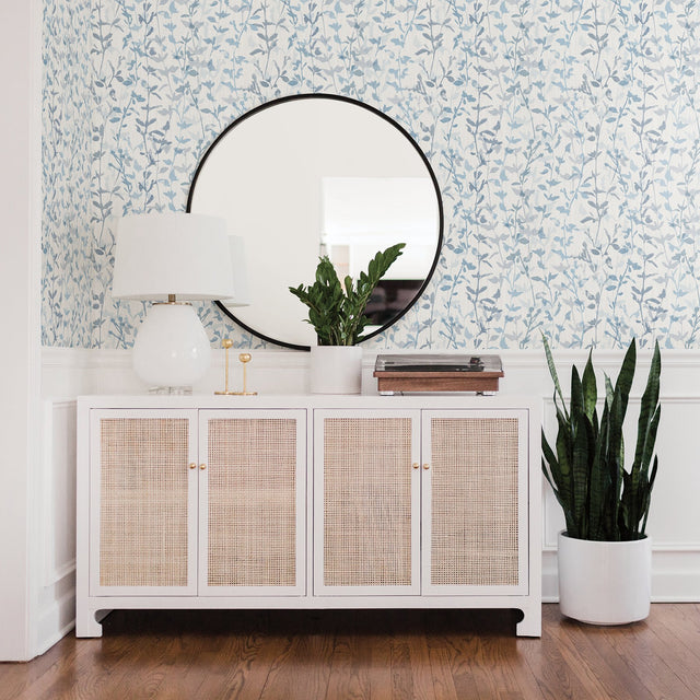 Thea Blue Floral Trail Wallpaper with Traditional Trails Pattern - A-Street Prints 2964-25966