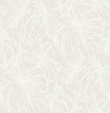 Balboa White Botanical Wallpaper with Flocked Leaf Motif - A-Street Prints 2964-87340