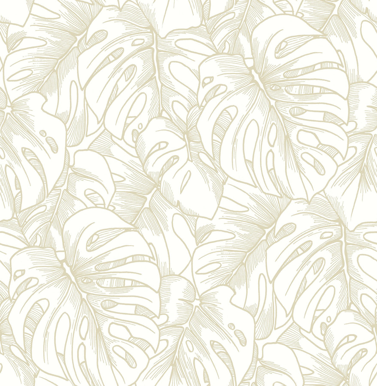 Balboa Gold Botanical Wallpaper with Metallic Leaf Outline - A-Street Prints 2964-87341