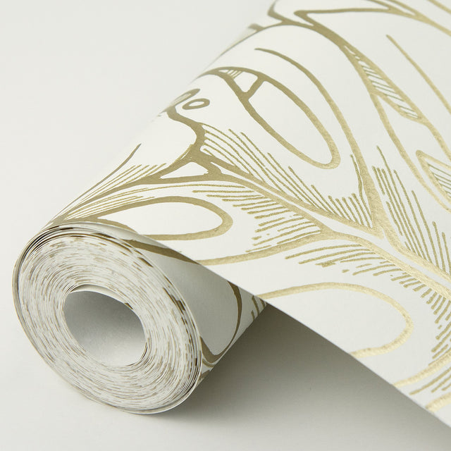 Balboa Gold Botanical Wallpaper with Metallic Leaf Outline - A-Street Prints 2964-87341